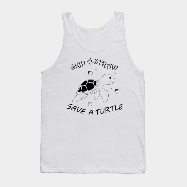 Skip a Straw Save a Turtle Anti Plastic - Harrington Tank Top by Awareness of Life